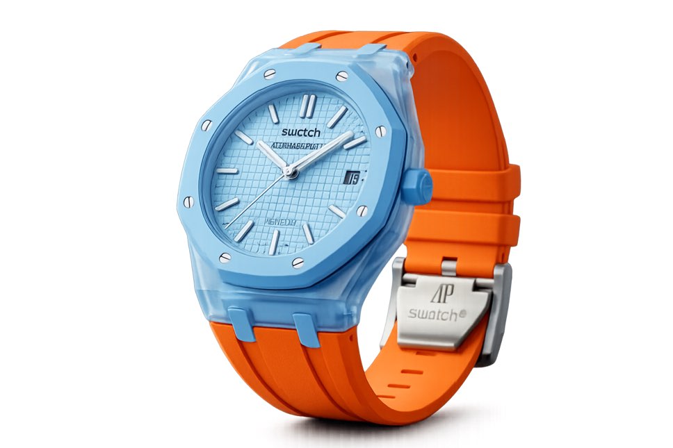 Replacement Swatch Pop strap in orange — Royal Pop watch band collection